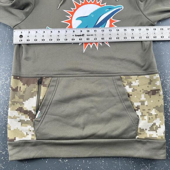Miami Dolphins Hoodie Mens Small Green Salute the Troops Nike Onfield Youth XL - Picture 5 of 8